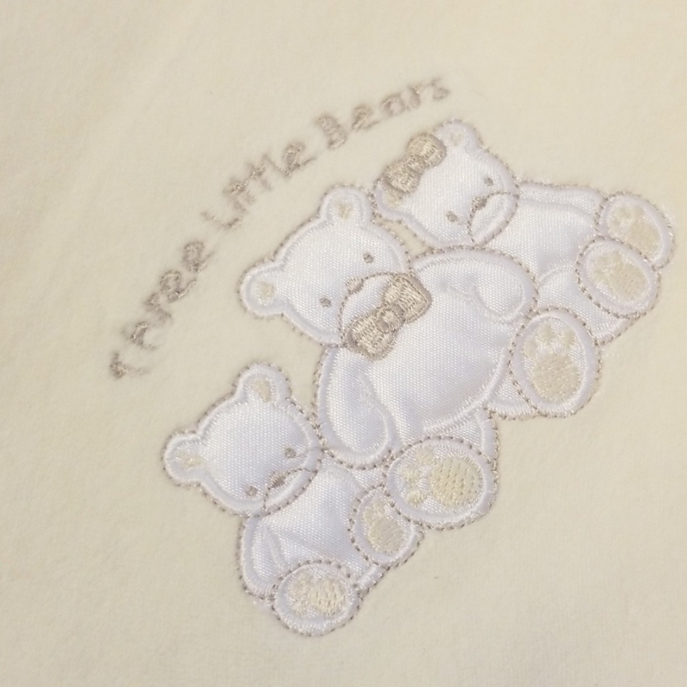 SOLD. NWT McBaby Ivory Three Little Bears Baby Blanket